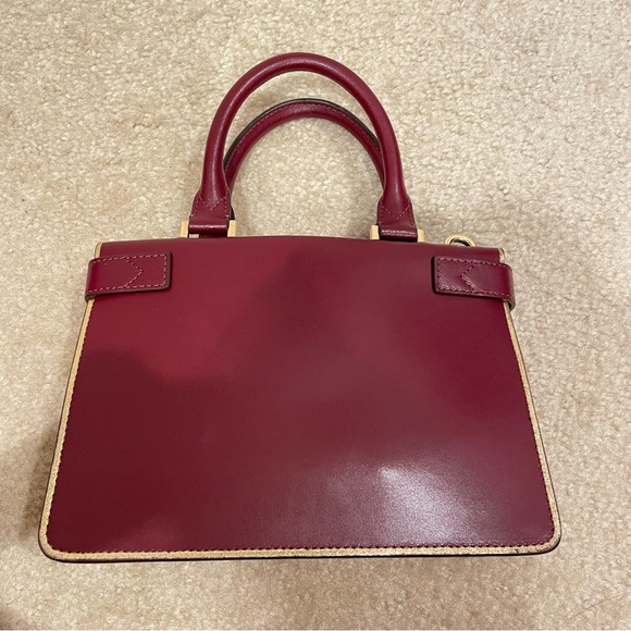 Michael Kors Tatiana Deep Fuchsia Silver Trim Leather Top Handles Mini Satchel - Picture 5 of 7